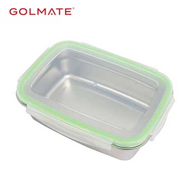 Plastic Lid 18/8 Stainless Steel Liner Lunch Box Food Container Bento