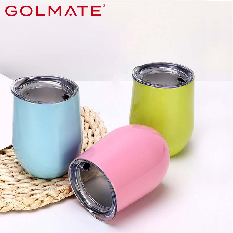 Colorful 250ML SS Coffee Tea Egg Shaped Mug With PP Lid