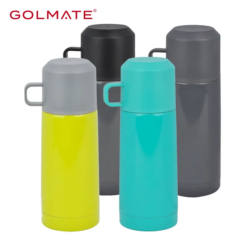 Golmate Wholesale Pea Green Vaccum Flask with Cup for Hot Beverage