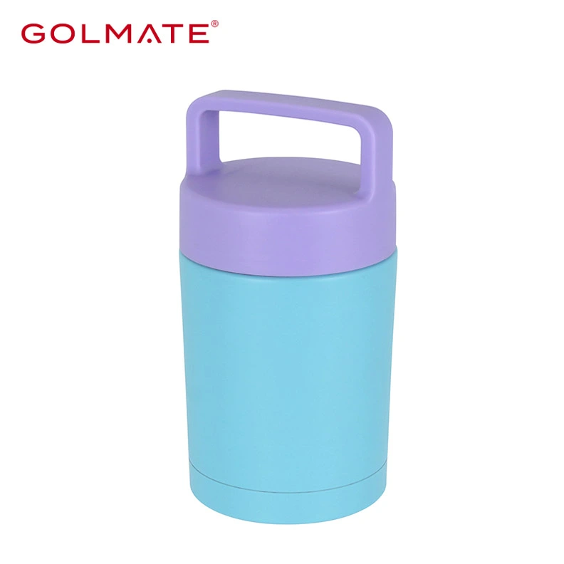 Portable Wide-mouth Stainless Steel Food Container with Handle Lid