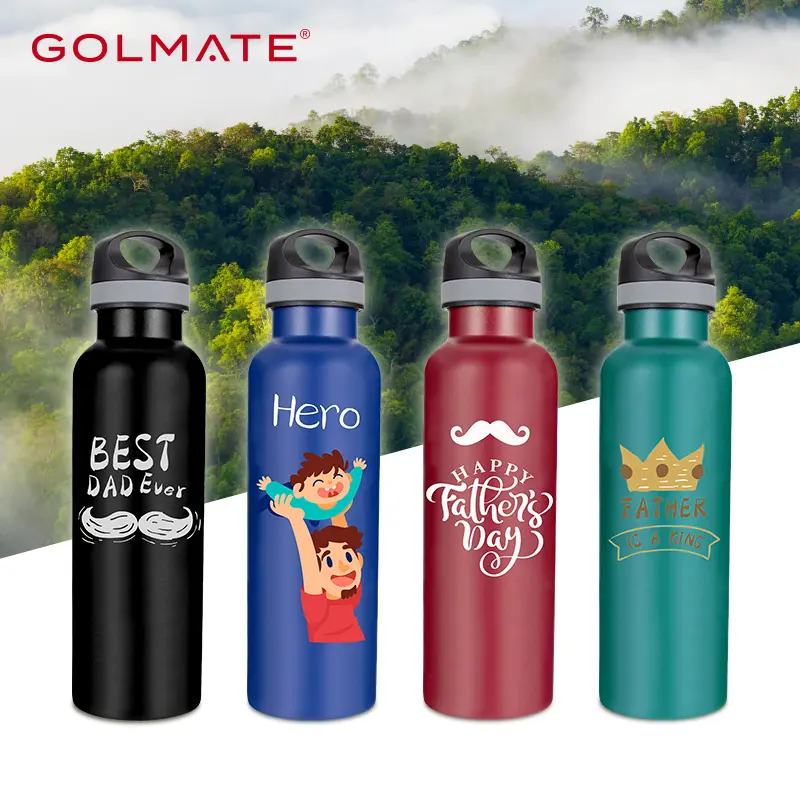 Golmate Custom 750ml Stainless Steel Sport Water Bottle with Carabiner Lid