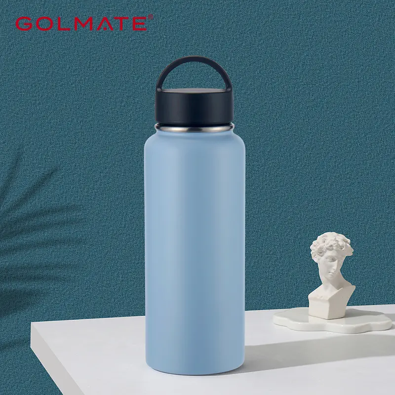 1L Stainless Steel Water Bottle with Convenient PP Handle for On-the-Go Hydration