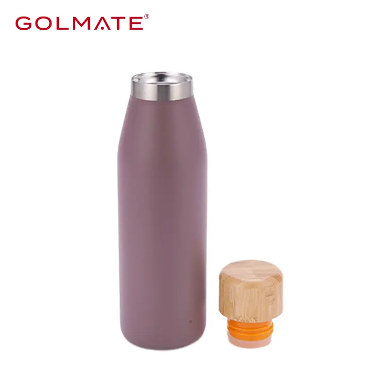 Golmate 500ml Bamboo Lid Stainless Steel Water Bottle